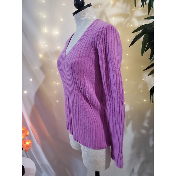 Banana Republic Filpucci Merino Wool Cashmere Ribbed Pink Sweater Womens Size M - Picture 3 of 9